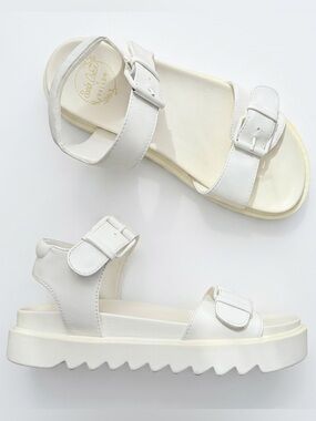Yellow | White Buckle Strap Rugged Chunky Platform Sandals